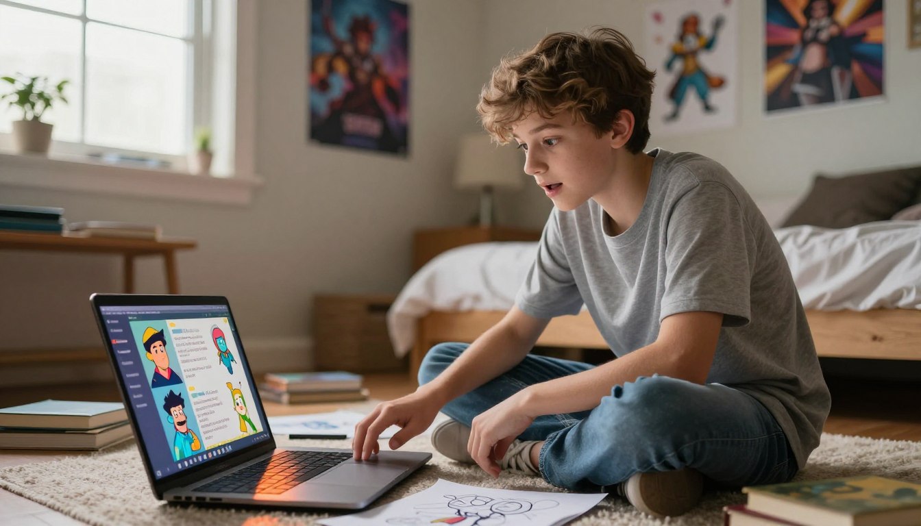 Teen browsing Characters and guided Stories in the under-18 experience